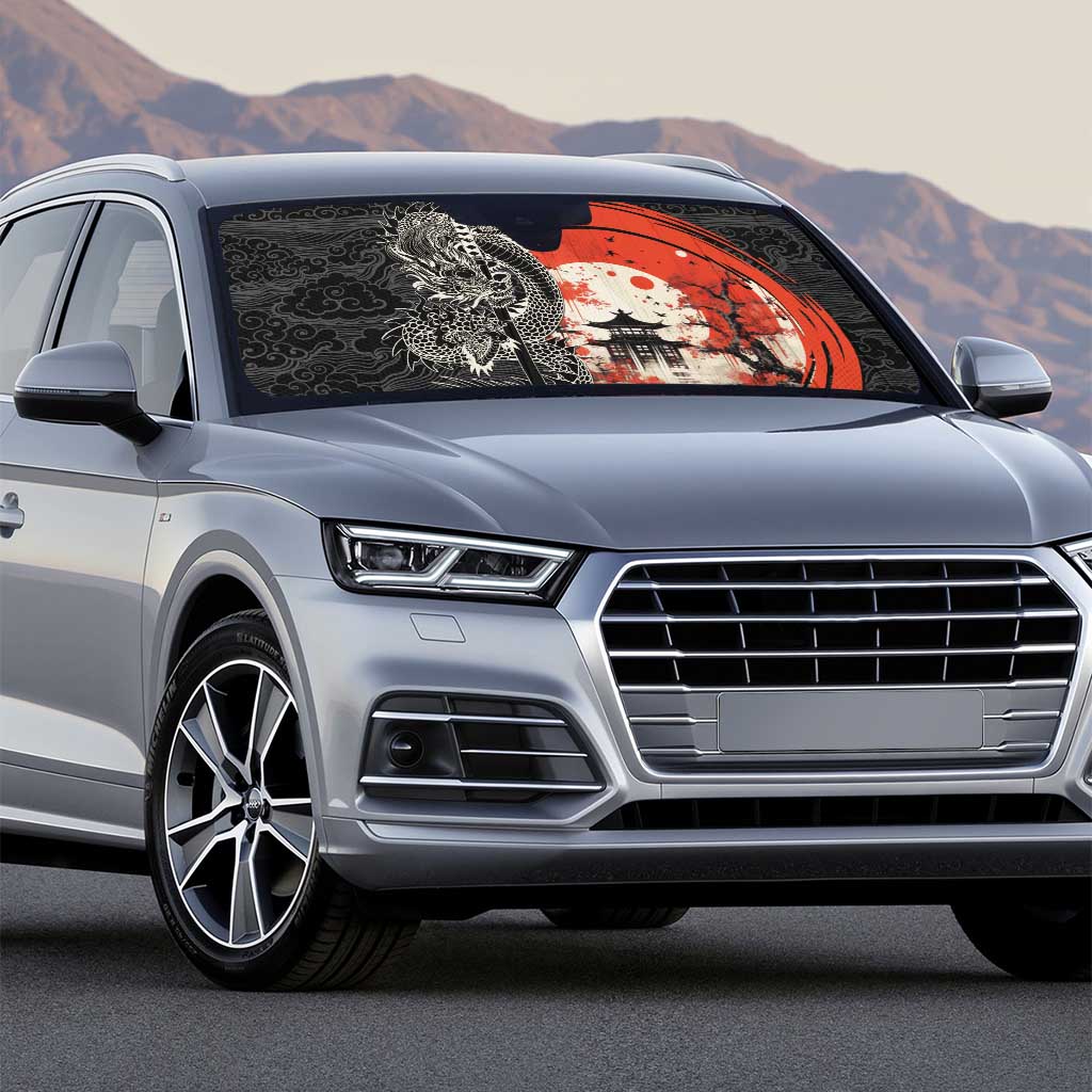 Japanese Dragon Katana Enso Auto Sun Shade Japan Pagoda Seamless Cloud - Polynesian Pride