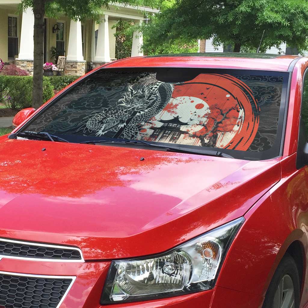 Japanese Dragon Katana Enso Auto Sun Shade Japan Pagoda Seamless Cloud - Polynesian Pride