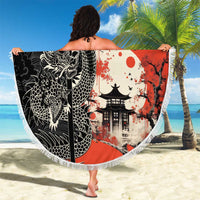 Japanese Dragon Katana Enso Beach Blanket Japan Pagoda Seamless Cloud - Polynesian Pride