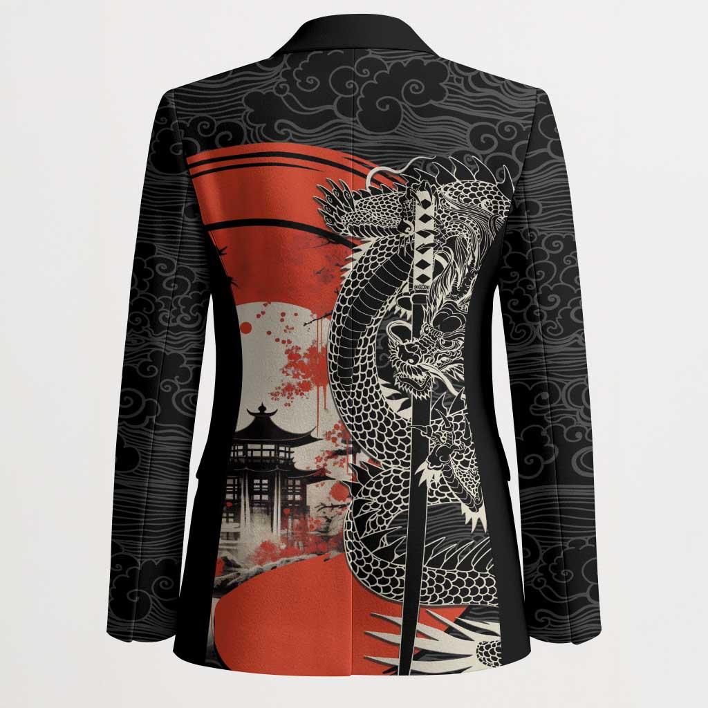 Japanese Dragon Katana Enso Blazer Japan Pagoda Seamless Cloud - Polynesian Pride