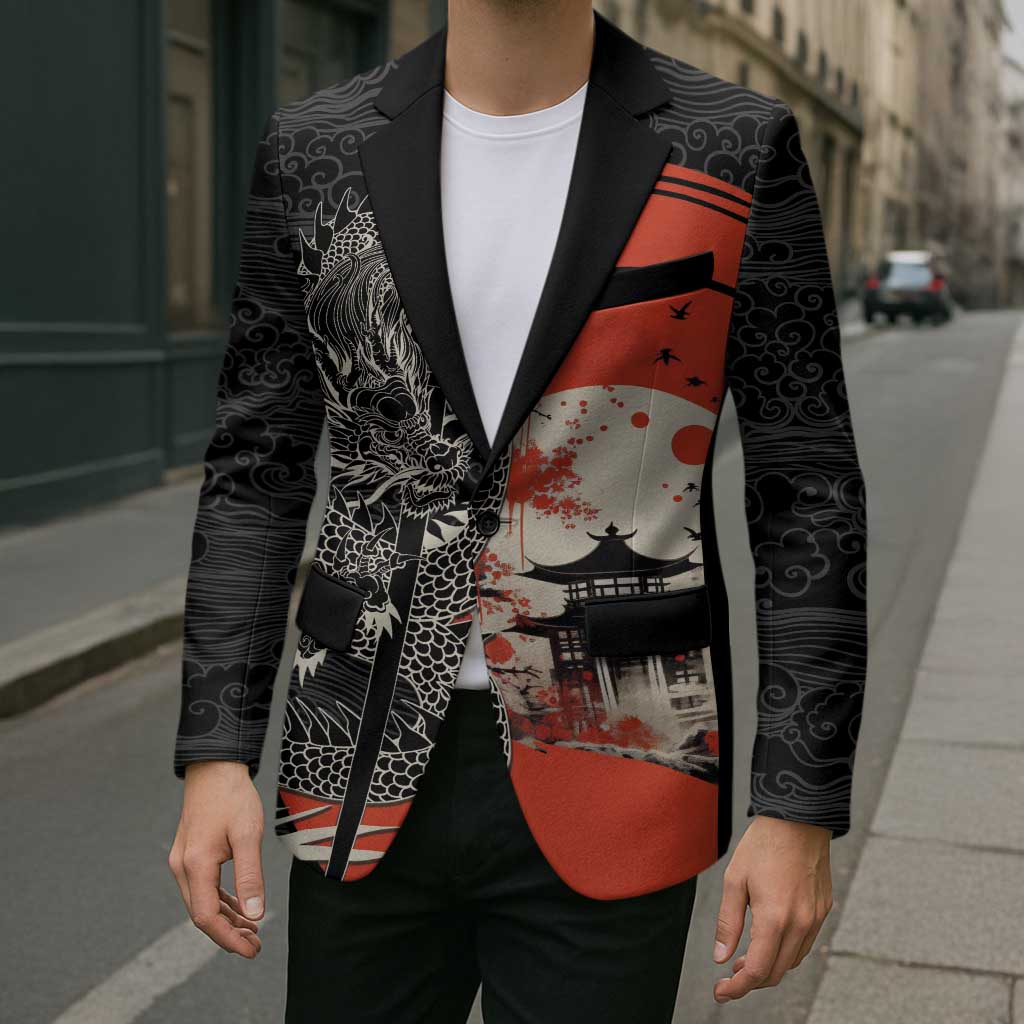 Japanese Dragon Katana Enso Blazer Japan Pagoda Seamless Cloud - Polynesian Pride