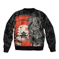 Japanese Dragon Katana Enso Bomber Jacket Japan Pagoda Seamless Cloud - Polynesian Pride