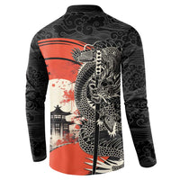 Japanese Dragon Katana Enso Button Sweatshirt Japan Pagoda Seamless Cloud - Polynesian Pride