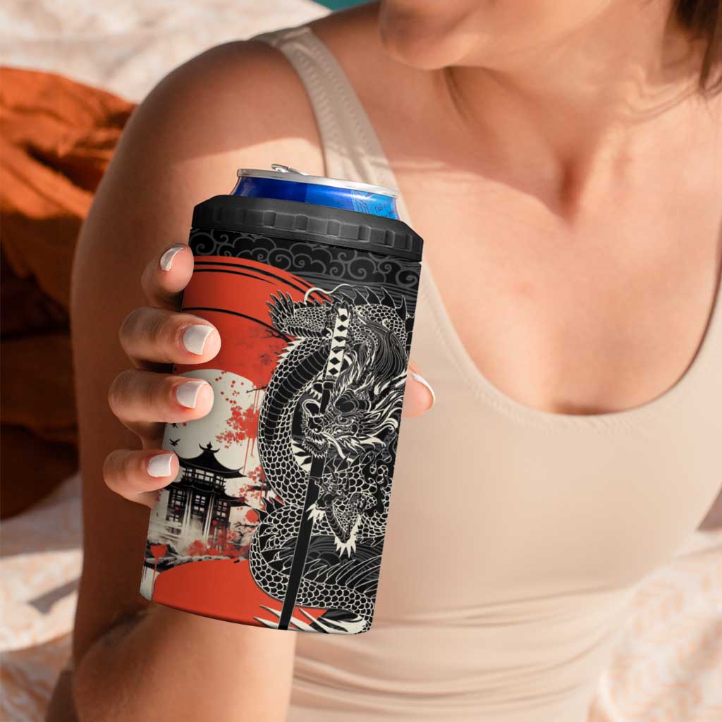 Japanese Dragon Katana Enso 4 in 1 Can Cooler Tumbler Japan Pagoda Seamless Cloud - Polynesian Pride