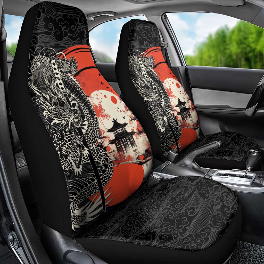 Japanese Dragon Katana Enso Car Seat Cover Japan Pagoda Seamless Cloud - Polynesian Pride
