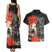 Japanese Dragon Katana Enso Couples Matching Tank Maxi Dress and Hawaiian Shirt Japan Pagoda Seamless Cloud - Polynesian Pride