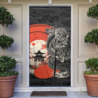 Japanese Dragon Katana Enso Door Cover Japan Pagoda Seamless Cloud - Polynesian Pride