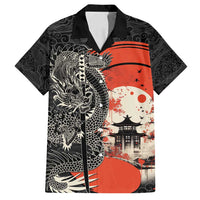 Japanese Dragon Katana Enso Family Matching Long Sleeve Bodycon Dress and Hawaiian Shirt Japan Pagoda Seamless Cloud - Polynesian Pride
