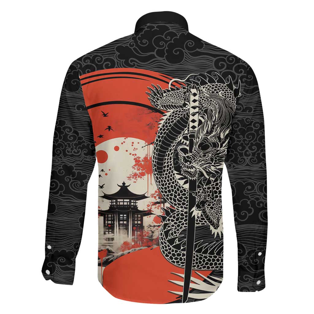Japanese Dragon Katana Enso Family Matching Off Shoulder Short Dress and Hawaiian Shirt Japan Pagoda Seamless Cloud - Polynesian Pride