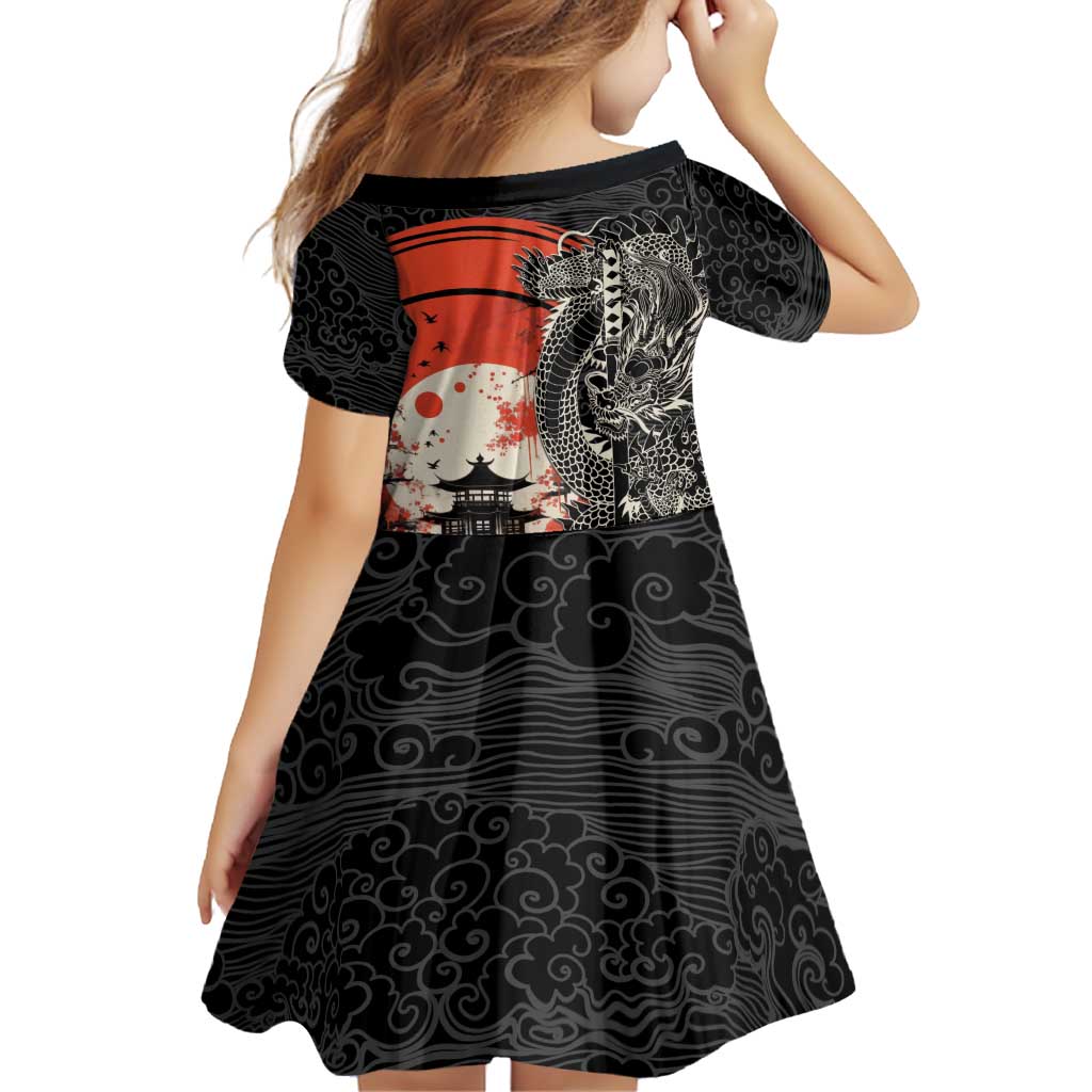 Japanese Dragon Katana Enso Family Matching Puletasi and Hawaiian Shirt Japan Pagoda Seamless Cloud - Polynesian Pride