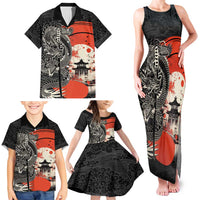 Japanese Dragon Katana Enso Family Matching Tank Maxi Dress and Hawaiian Shirt Japan Pagoda Seamless Cloud - Polynesian Pride