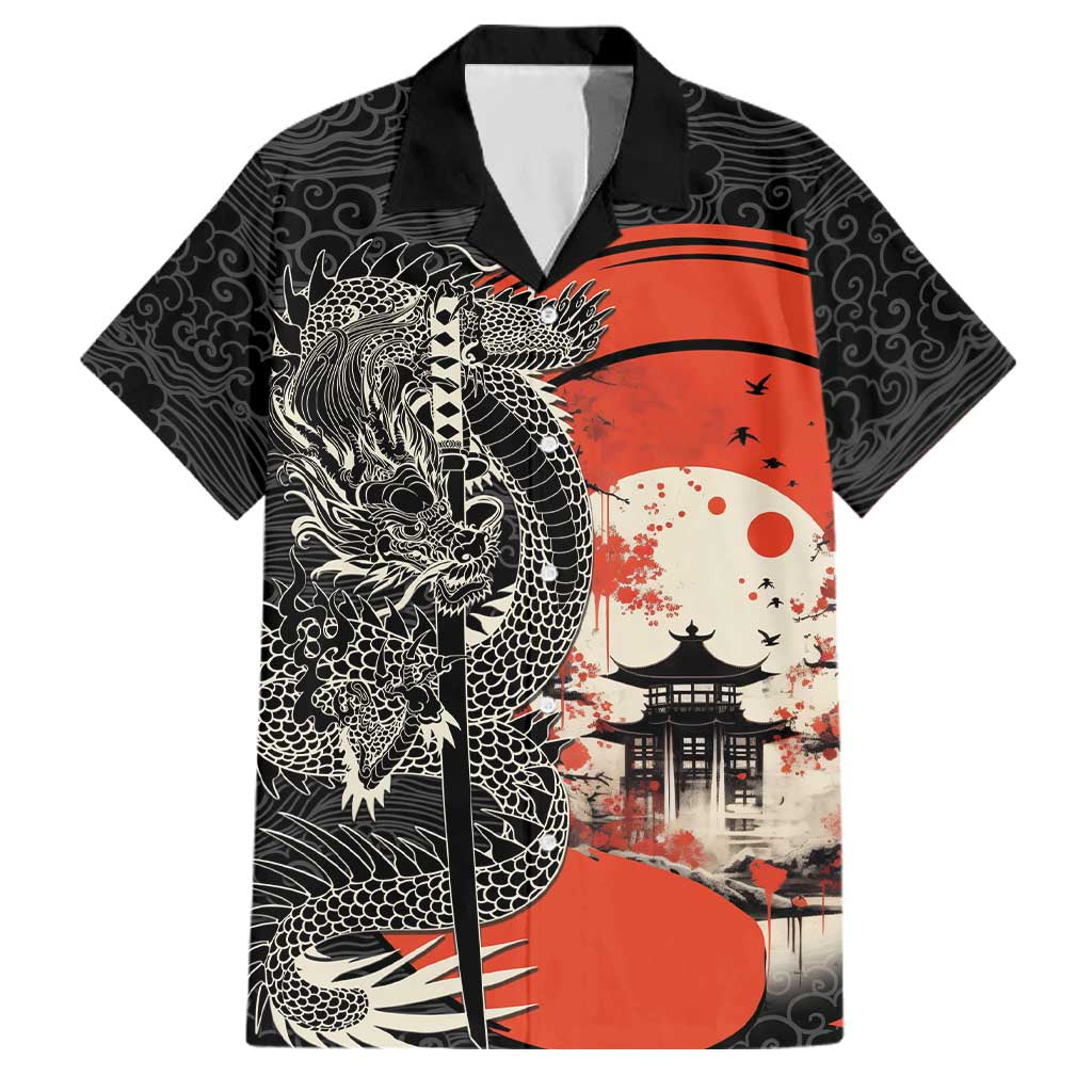 Japanese Dragon Katana Enso Family Matching Tank Maxi Dress and Hawaiian Shirt Japan Pagoda Seamless Cloud - Polynesian Pride