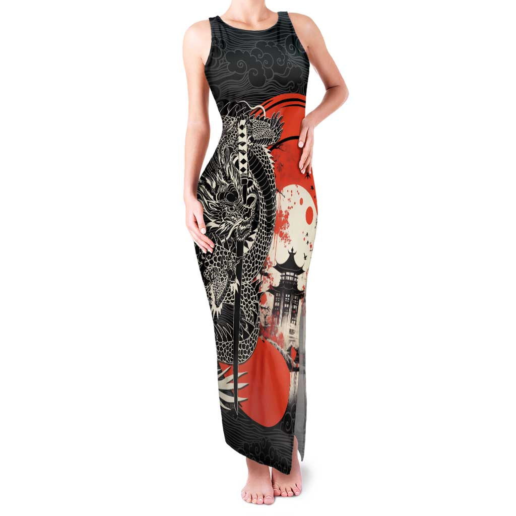 Japanese Dragon Katana Enso Family Matching Tank Maxi Dress and Hawaiian Shirt Japan Pagoda Seamless Cloud - Polynesian Pride