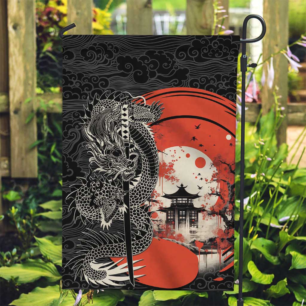 Japanese Dragon Katana Enso Garden Flag Japan Pagoda Seamless Cloud - Polynesian Pride