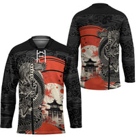 Japanese Dragon Katana Enso Hockey Jersey Japan Pagoda Seamless Cloud - Polynesian Pride