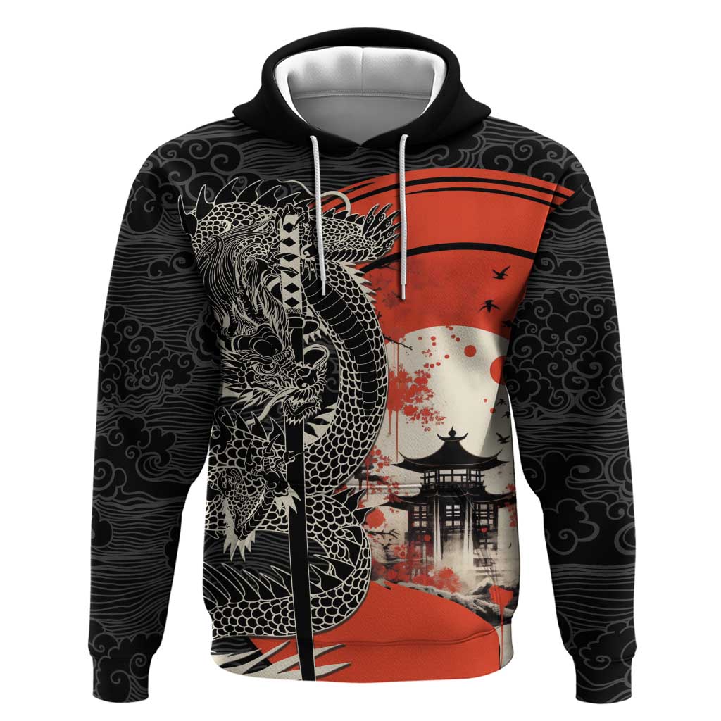 Japanese Dragon Katana Enso Hoodie Japan Pagoda Seamless Cloud - Polynesian Pride