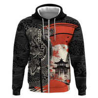 Japanese Dragon Katana Enso Hoodie Japan Pagoda Seamless Cloud - Polynesian Pride