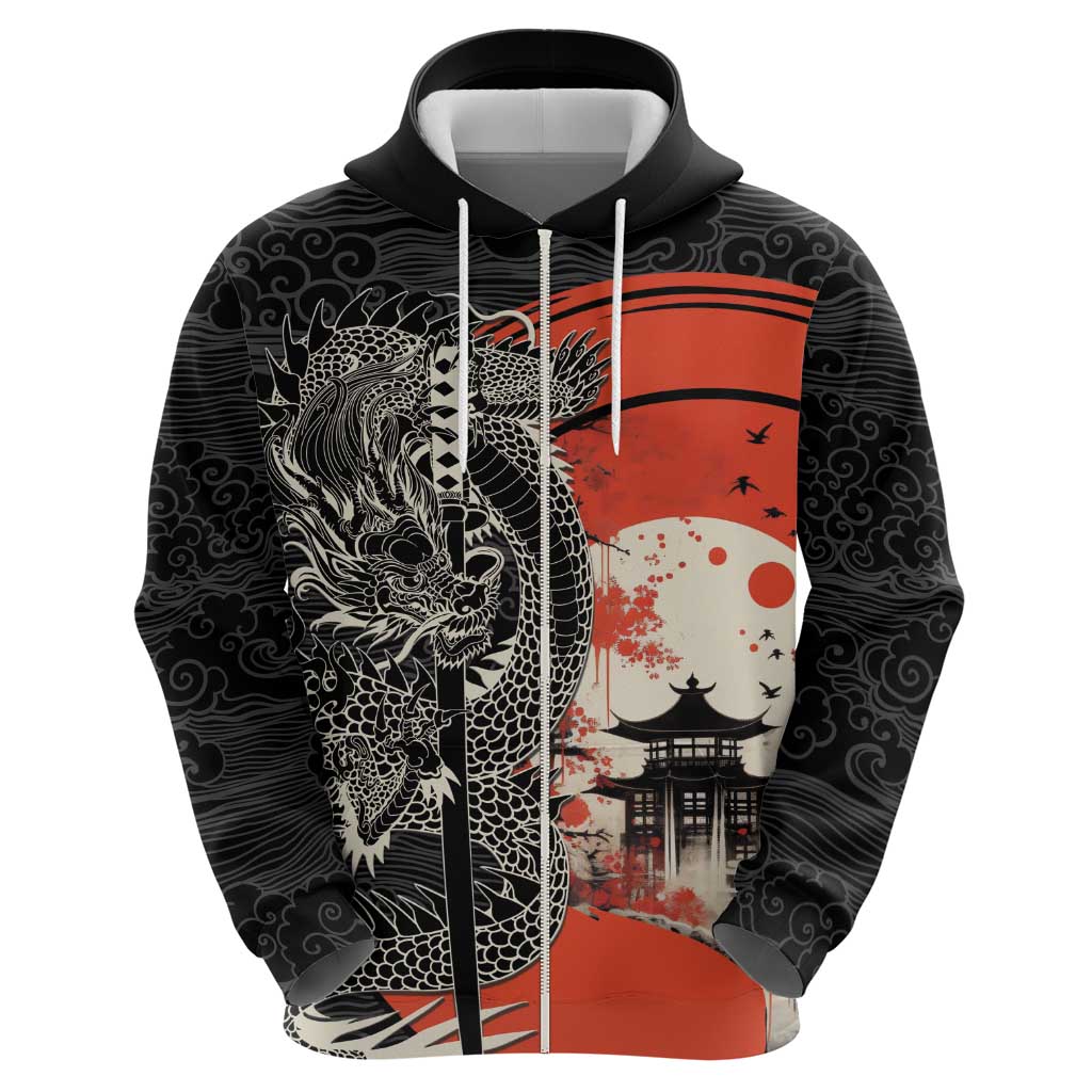 Japanese Dragon Katana Enso Hoodie Japan Pagoda Seamless Cloud - Polynesian Pride
