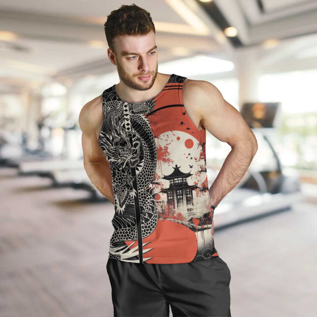 Japanese Dragon Katana Enso Men Tank Top Japan Pagoda Seamless Cloud - Polynesian Pride