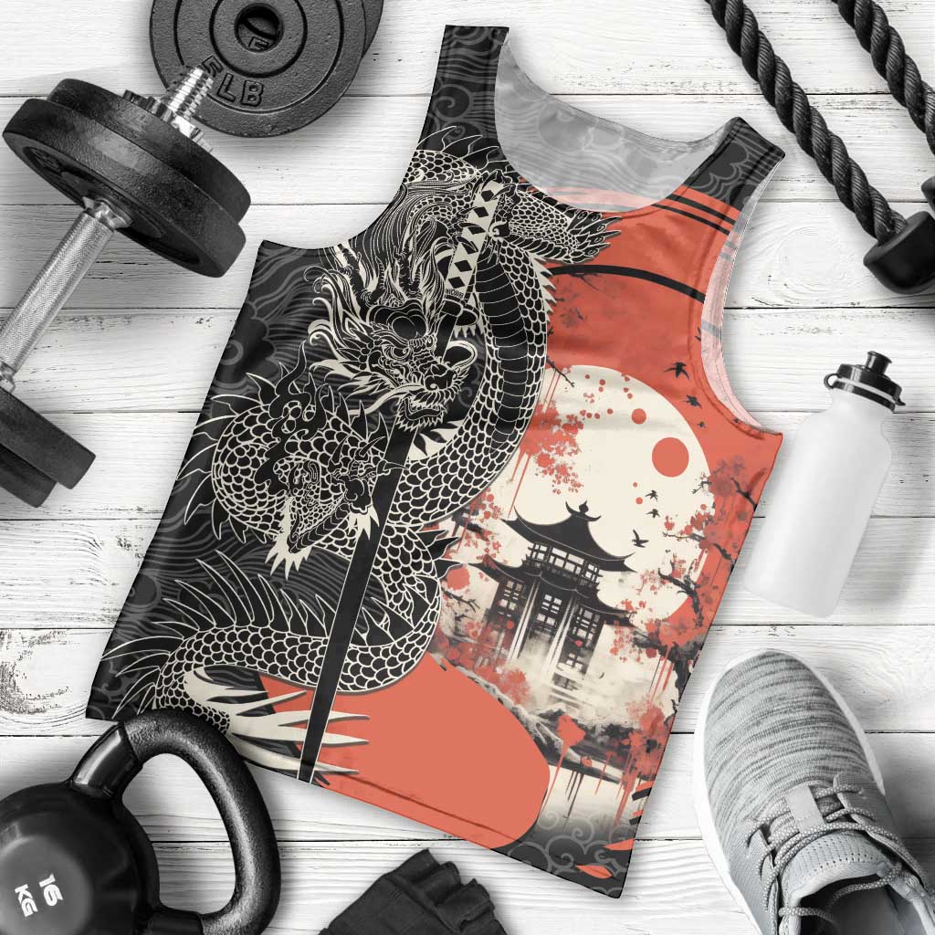 Japanese Dragon Katana Enso Men Tank Top Japan Pagoda Seamless Cloud - Polynesian Pride