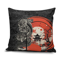 Japanese Dragon Katana Enso Pillow Cover Japan Pagoda Seamless Cloud - Polynesian Pride