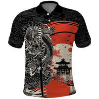 Japanese Dragon Katana Enso Polo Shirt Japan Pagoda Seamless Cloud - Polynesian Pride