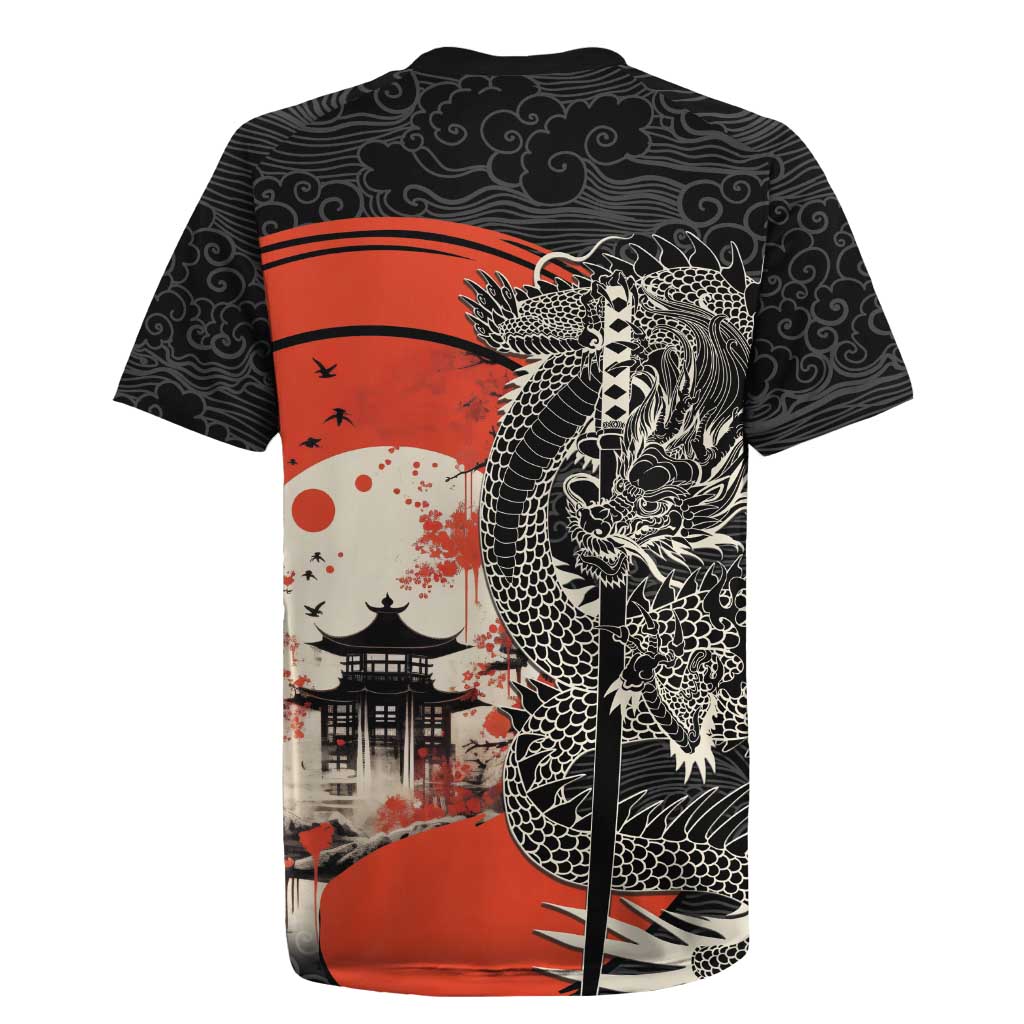 Japanese Dragon Katana Enso Rugby Jersey Japan Pagoda Seamless Cloud - Polynesian Pride