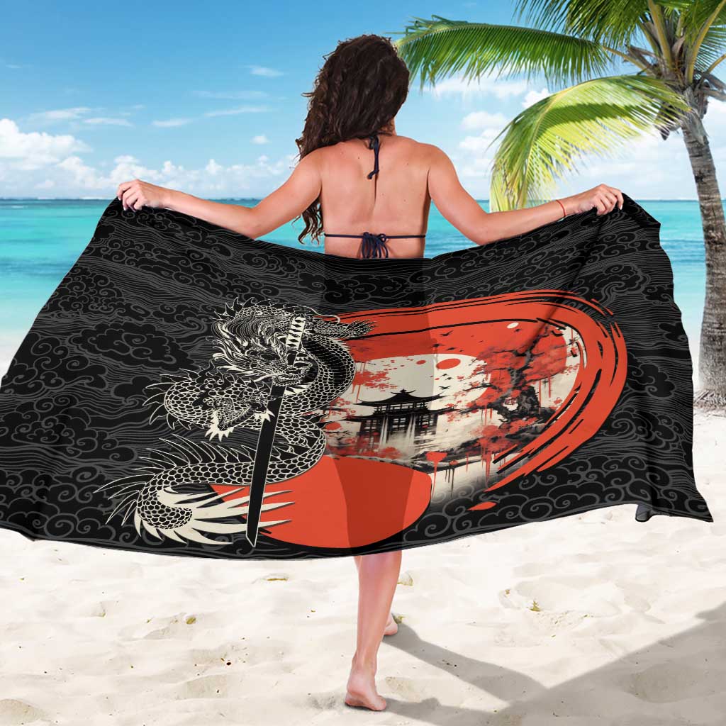 Japanese Dragon Katana Enso Sarong Japan Pagoda Seamless Cloud - Polynesian Pride