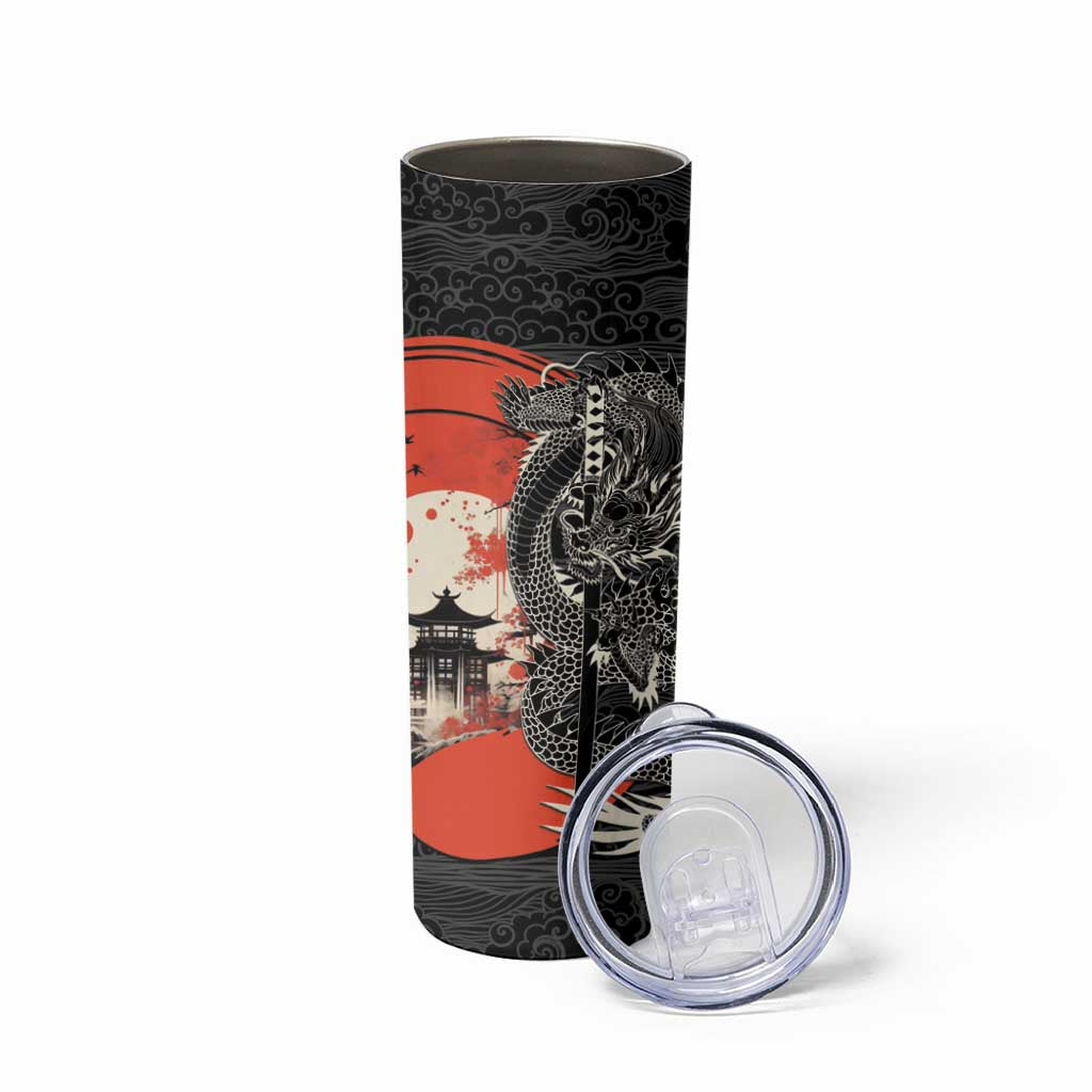 Japanese Dragon Katana Enso Skinny Tumbler Japan Pagoda Seamless Cloud - Polynesian Pride