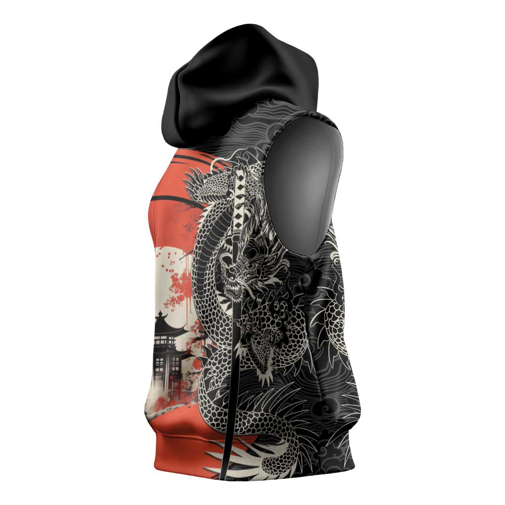 Japanese Dragon Katana Enso Sleeveless Hoodie Japan Pagoda Seamless Cloud - Polynesian Pride