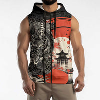 Japanese Dragon Katana Enso Sleeveless Zip Hoodie Japan Pagoda Seamless Cloud - Polynesian Pride