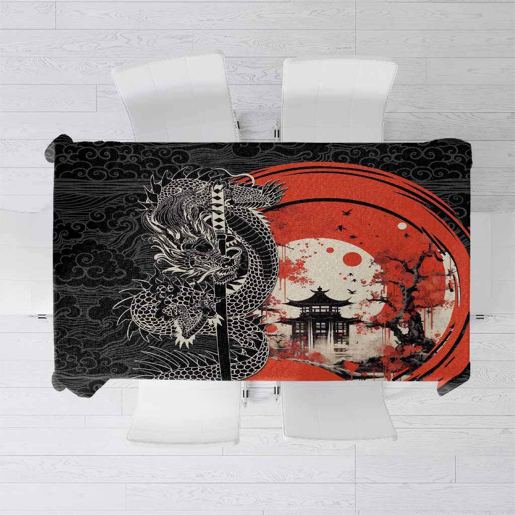 Japanese Dragon Katana Enso Tablecloth Japan Pagoda Seamless Cloud - Polynesian Pride