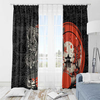 Japanese Dragon Katana Enso Window Curtain Japan Pagoda Seamless Cloud - Polynesian Pride