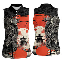 Japanese Dragon Katana Enso Women Sleeveless Polo Shirt Japan Pagoda Seamless Cloud - Polynesian Pride
