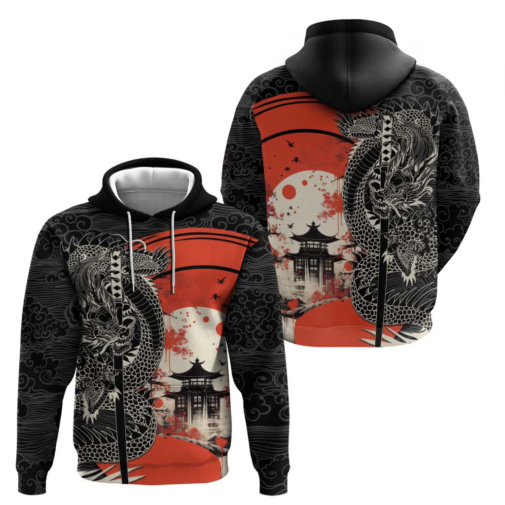 Japanese Dragon Katana Enso Zip Hoodie Japan Pagoda Seamless Cloud - Polynesian Pride