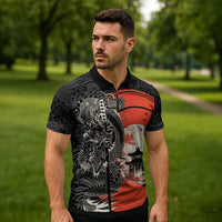Japanese Dragon Katana Enso Zipper Polo Shirt Japan Pagoda Seamless Cloud LT14 - Polynesian Pride