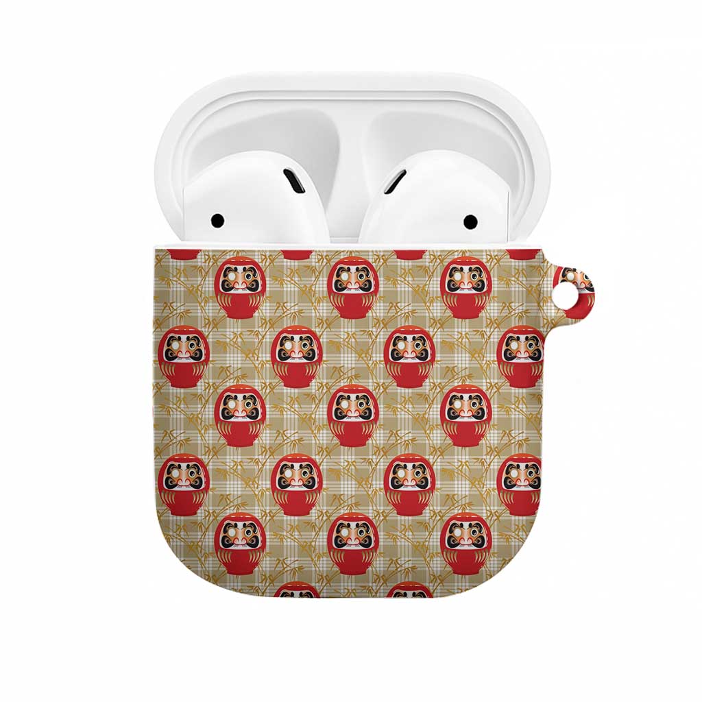 Japanese Daruma Doll AirPods Case Palaka With Seamless Bamboo Pattern LT14 Beige - Polynesian Pride