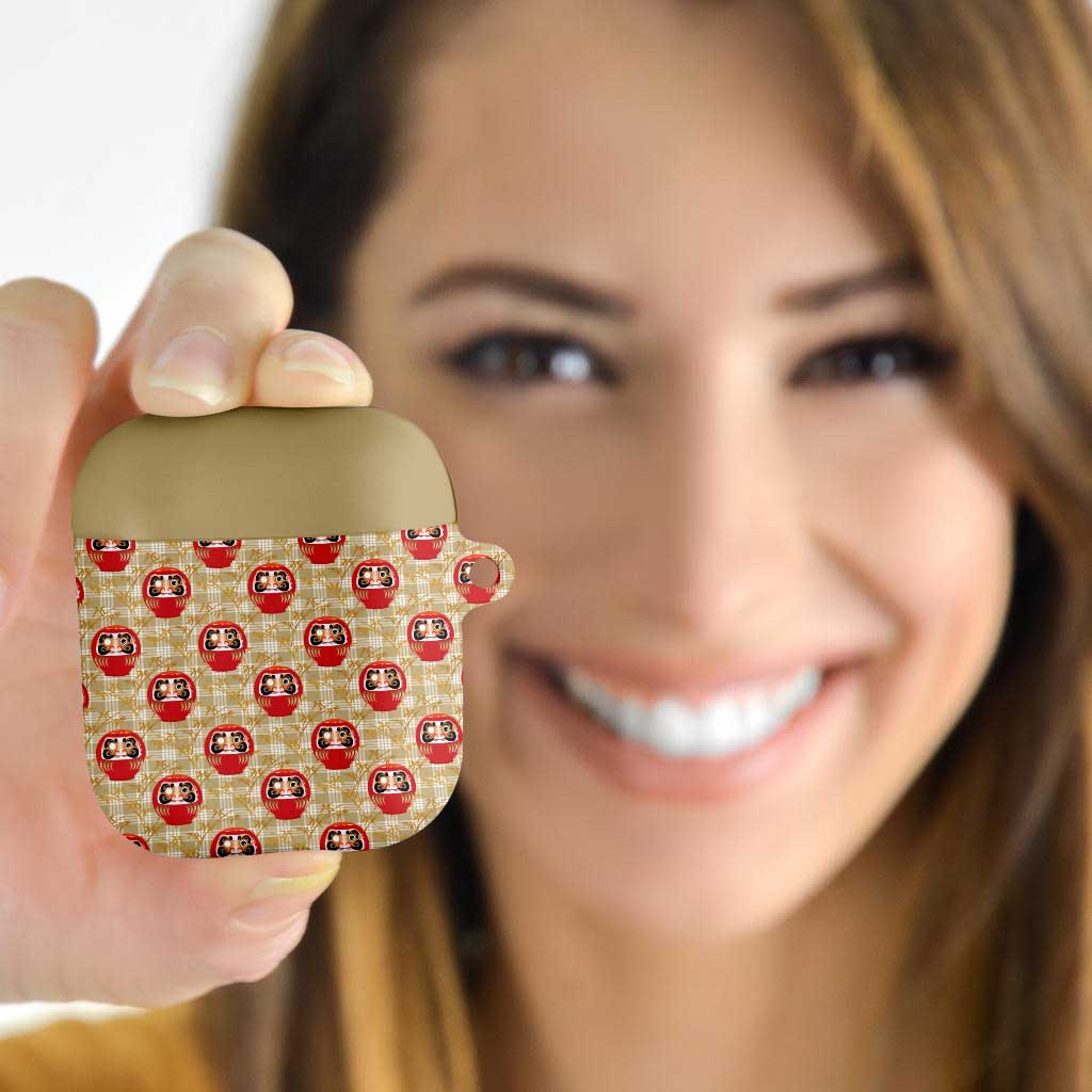 Japanese Daruma Doll AirPods Case Palaka With Seamless Bamboo Pattern LT14 - Polynesian Pride