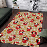 Japanese Daruma Doll Area Rug Palaka With Seamless Bamboo Pattern - Polynesian Pride