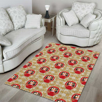 Japanese Daruma Doll Area Rug Palaka With Seamless Bamboo Pattern - Polynesian Pride