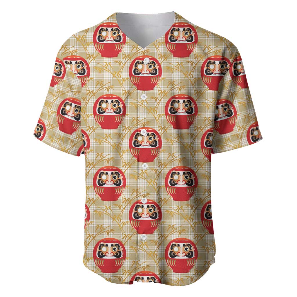 Japanese Daruma Doll Baseball Jersey Palaka With Seamless Bamboo Pattern - Polynesian Pride
