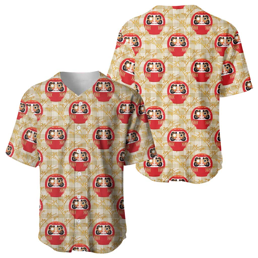 Japanese Daruma Doll Baseball Jersey Palaka With Seamless Bamboo Pattern - Polynesian Pride