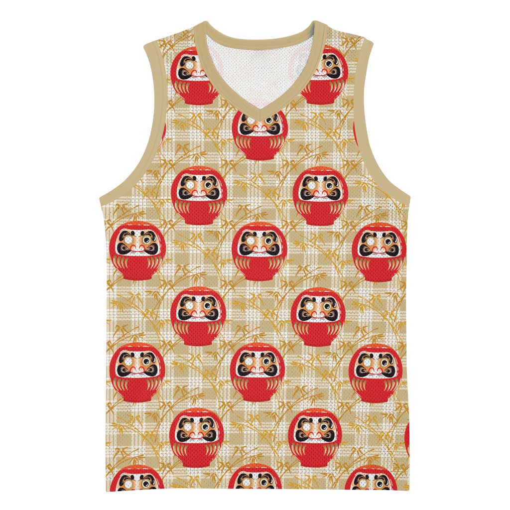 Japanese Daruma Doll Basketball Jersey Palaka With Seamless Bamboo Pattern - Polynesian Pride
