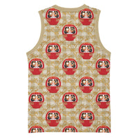 Japanese Daruma Doll Basketball Jersey Palaka With Seamless Bamboo Pattern - Polynesian Pride