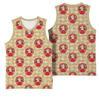 Japanese Daruma Doll Basketball Jersey Palaka With Seamless Bamboo Pattern - Polynesian Pride
