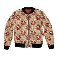 Japanese Daruma Doll Bomber Jacket Palaka With Seamless Bamboo Pattern - Polynesian Pride