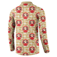 Japanese Daruma Doll Button Sweatshirt Palaka With Seamless Bamboo Pattern - Polynesian Pride