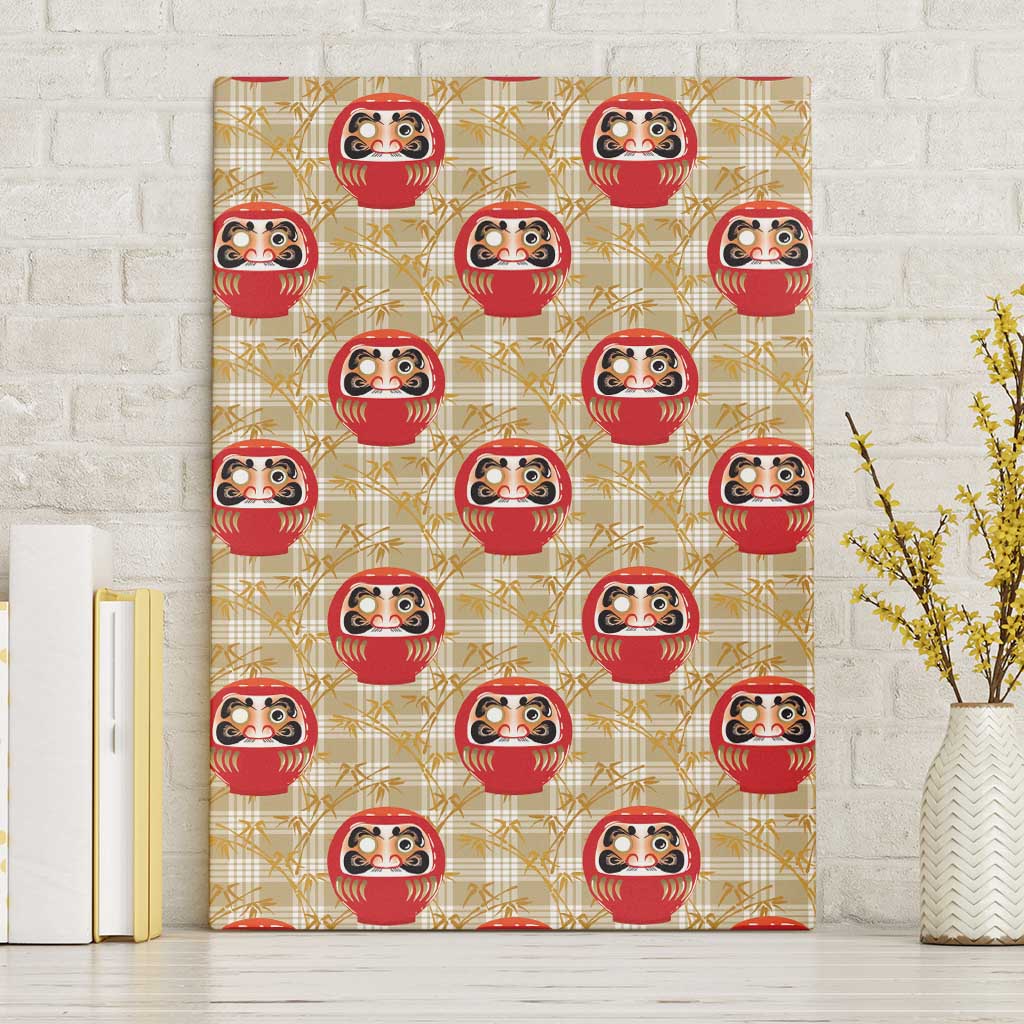 Japanese Daruma Doll Canvas Wall Art Palaka With Seamless Bamboo Pattern - Polynesian Pride
