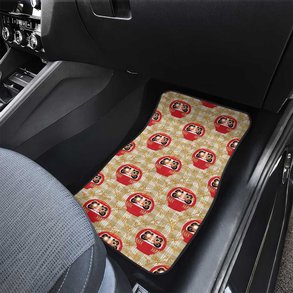 Japanese Daruma Doll Car Mats Palaka With Seamless Bamboo Pattern - Polynesian Pride