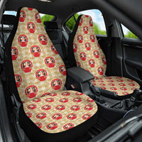 Japanese Daruma Doll Car Seat Cover Palaka With Seamless Bamboo Pattern - Polynesian Pride